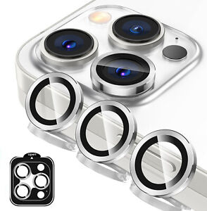 For iPhone 15 Pro Max 15 Plus 15 Metal Ring Tempered Glass Camera Lens Protector