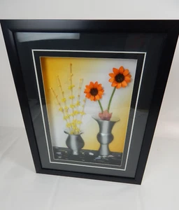 3D Shadow Box Of Black Eyed Susan's & Yellow Flowers Picture Wall Art 17" x  22" - Picture 1 of 6