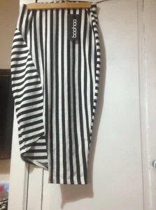 Petite monochrome contraste stripe stretch pencil skirt 6-8 new with tag - Picture 1 of 2