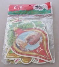 E.T. the Extra Terrestrial 1982  -  4 Die Cut Card Stock Christmas Ornaments