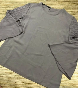 2568 Georgia Hardinge sculptural sleeve Optic blouse slate grey size 8 nwt $198 - Picture 1 of 1