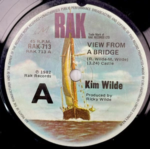 Kim Wilde View From A Bridge Vinyl Record 7” 45 RPM RAK-713 RAK 1982 - Picture 1 of 12