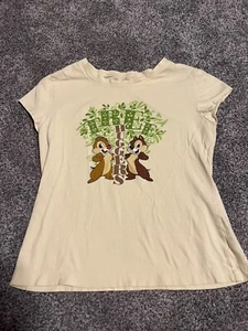 Girls Yellow Short Sleeve Pajamas Shirt Disney Chip & Dale Size Large 10/12 - Picture 1 of 3