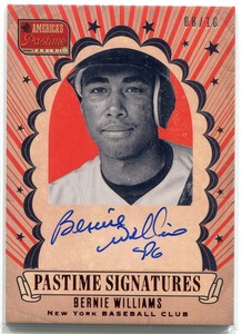 2013 Panini America's Pastime Signatures Red 54 Bernie Williams Auto 8/10