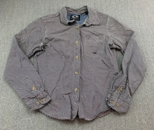 Roper Button Up 100% Cotton Top Women Size Small Blue Tan Stripe Classic Western - Picture 1 of 15