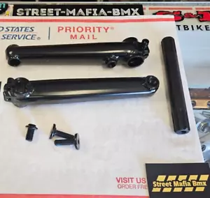 BMX bike CRANKS 8 SPLINE BLACK 170mm 19mm 3 PIECE CRANK FIT KINK GT Haro SE NEW! - Picture 1 of 7