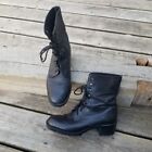 Vintage 90S Y2k Bratz Black Leather Chunky Combat Granny Ankle Boots Booties 7.5