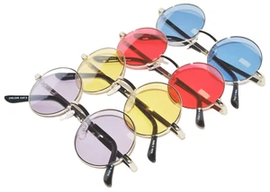 JUEGO DE 4 COLORES REDONDOS MUJER GAFAS DE SOL HIPPIE HIPSTER MARCO DE METAL RETRO 43MM - Imagen 1 de 24