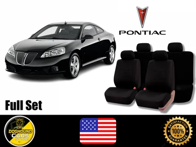 For All Pontiac Black Seat Covers Full Set High Quality Breathable Fit - Image 1 of 4