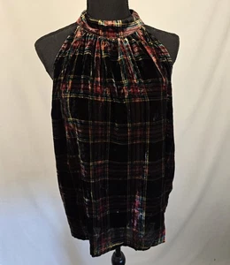 Top halter para mujer NYC XL negro Stewart tartán terciopelo oscuro academia nuevo con etiquetas - Imagen 1 de 9