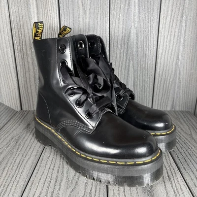 Dr. Martens Leather Boots Womens 11 Black Molly Patent Platform Ankle 43EU 9 UK - Image 1 of 4