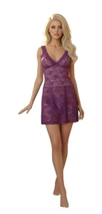Abito Lingerie Fredericks of Hollywood Magenta in Pizzo - Taglia Large - Foto 1 di 6