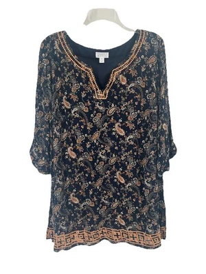 Blusa Market & Spruce Stitch Fix boho bordada cachemira negra talla 2X Foto 1 de 4