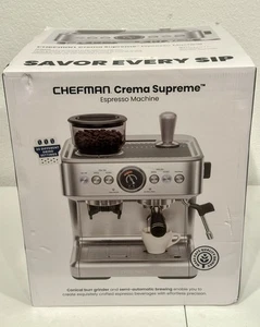 CHEFMAN Crema Supreme Semi-Automatic Espresso Machine RJ54-G-Stainless Steel - Picture 1 of 7