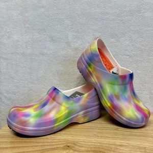 CROCS Neria Pro II Slip Resistant Nursing Work Clog White Multi Tie Dye Size 6 - Picture 1 of 12