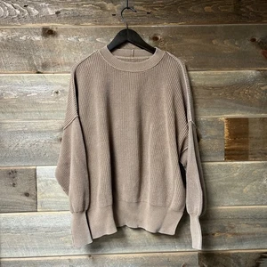 Aerie Ribbed Sweatshirt Pullover Damen Medium Tan Oversized - Bild 1 von 7