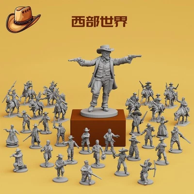 1/56 1/72 1/100 Q-version Western Cowboy World 3D printed resin soldier model - Image 1 of 4