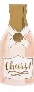 Slant Collection Champagne Bottle Paper Napkins Pink w Gold Foil 20-Pack Cheers! - Picture 1 of 12