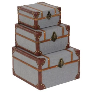 Wooden Decorative Box Upholstered Decorative Keepsake Boxes with Hinged Lid, ... - Picture 1 of 8