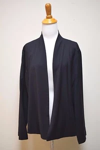 EILEEN FISHER nero lana gaberdine aperto davanti cardigan giacca tunica taglia M/L - Foto 1 di 5