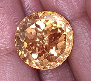 Zircone taglio tondo giallo dorato cambogiano certificato naturale 46,90 ct pietra preziosa sfusa - Foto 1 di 10