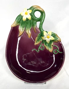 Fitz & Floyd Gardening Gourmet Eggplant Canape Plate Aubergine Purple Wall Décor - Picture 1 of 11