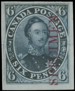 1857 CANADA-PENCE ISSUE, PRINCE ALBERT, PROOF ON INDIA W/SPECIMEN OVERPRINT - Picture 1 of 2