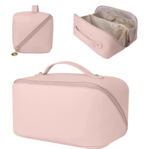 Large-Capacity Travel Leather Makeup Bag Cosmetic Bag Waterproof Portable Case - Picture 1 of 12