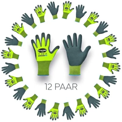 STRONG HAND 12 Paar Schutzhandschuhe FLEXTER Gr. 8, 9, 10 od. 12 wählbar Montagehandschuhe