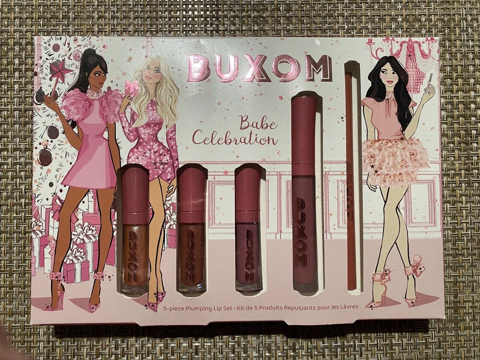 Buxom Babe Celebration Lip Gloss & Lip Liner Kit 5 Piece Gift Set With Full Size