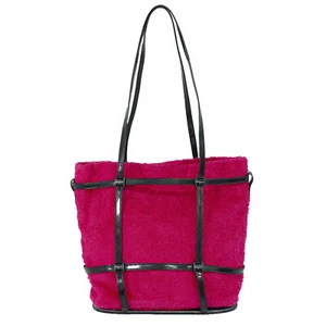 Bolso de Hombro Salvatore Ferragamo Pile Tela Cuero Rosa Negro - Imagen 1 de 10