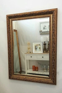 Ornate Antique Rustic Gold Finish Wall Mirror Frame Bevelled Glass 109x79cm - Picture 1 of 12