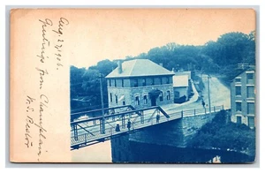 RPPC Cyanotype Maple Grove House Bridge Champlain New York NY 1906 Postcard V8 - Picture 1 of 2