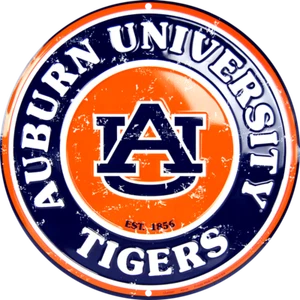 AUBURN UNIVERSITY 24" ROUND X LARGE METAL AUBURN TIGERS WAR EAGLE MAN CAVE SIGN - Picture 1 of 5