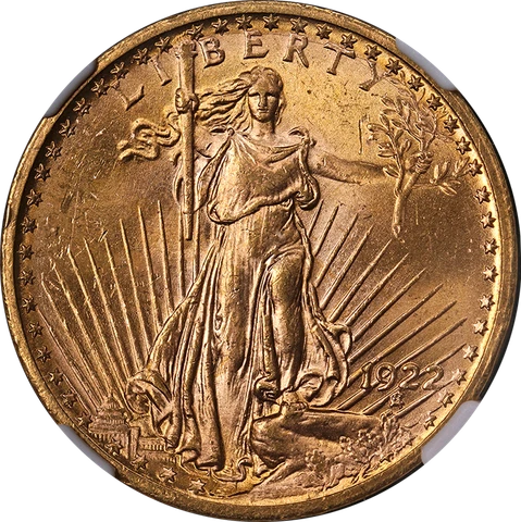 1922-P Saint-Gaudens Gold $20 NGC MS64 Superb Eye Appeal Strong Strike Cover
