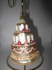 INGE Wedding Cake White & Gold w/ Roses & Candles Christmas Ornament Mint!