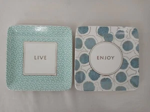 Grace's Teaware Square Plates 6 Inch Dessert Teal White Gold Accents Live Enjoy - Picture 1 of 7