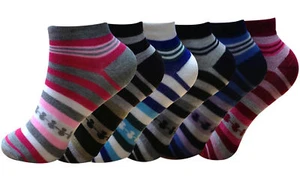 Women Stripe Design 2 Athletic Cotton Socks 3,6 & 12 Pair Size 9-11 - Bild 1 von 4