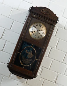 seltene patriotische Wanduhr mechanisch Halbstundenschlag Art Dèko 1940er Jahre - Bild 1 von 24