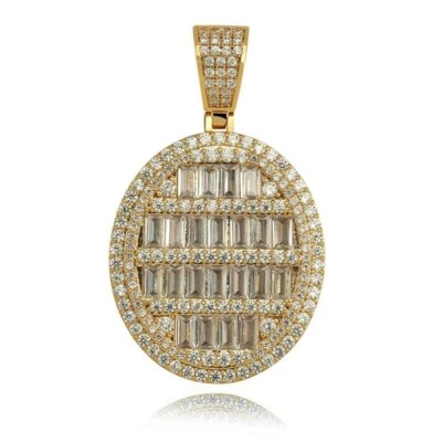 Ciondolo baguette in argento sterling 925 con etichetta da 1,5 pollici ciondo... - Immagine 1 di 4