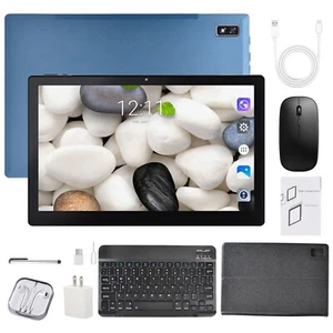10 In Android 11 Deca core 4G Tablet Computer PC Wifi Bundle Keyboard Case 256GB - Picture 1 of 18