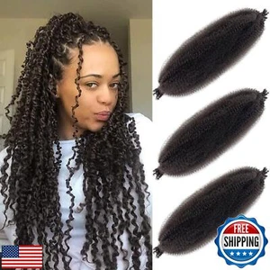 16 Inch Springy Afro Twist Hair Color 4 Dark Brown Braiding Hair for Soft Loc - Picture 1 of 5