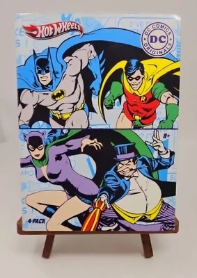 Hot Wheels DC Comics Batman Car 4 pack Window Box Set Robin Catwoman Penguin NIB - Image 1 of 4