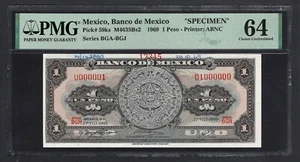 Mexico One Peso 1969 P59ks Specimen Uncirculated Grade 64 - Picture 1 of 2