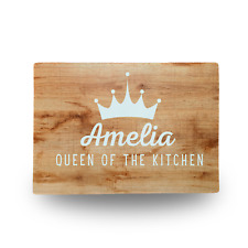 Personalised 'Queen of Kitchen' Tempered Glass Board - Unique Custom Gift