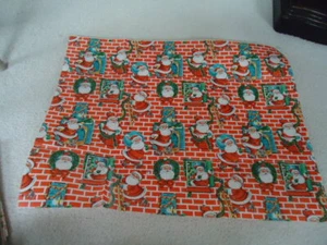 Vintage Christmas Santa On Brick Wall Wrapping Paper 2 Sheet 20” X 26” - Picture 1 of 2