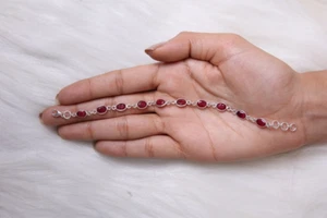 glass filled ruby Gemstone Bracelet 10 pcs Adjustable Bracelet in Silver - Picture 1 of 5