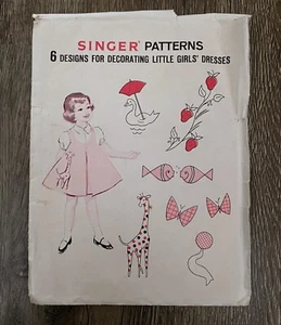 1960 Singer Pattern 6 Designs For Decorating Girls Dresses Appliqué - Picture 1 of 7