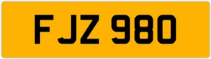 FJZ 980 F 3X3 DATELESS PRIVATE NUMBER PLATE FIN FIONA FRED FAS FAZ FRAN FERN FAY - Picture 1 of 1