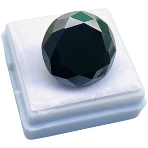 16.16 Cts Black Moissanite 16.5mm Round Cut Top Quality Loose Gemstone - Picture 1 of 12